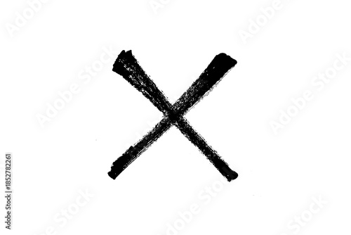 Black cross marker isolated on white background. hand-drawn black cross marker