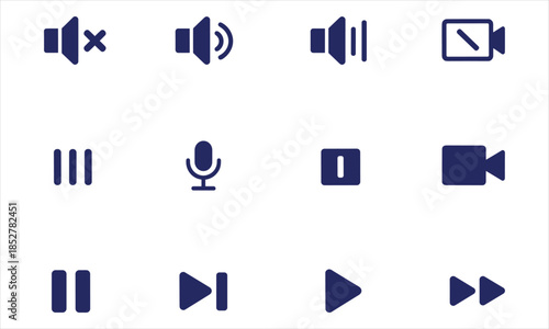 Multimedia control icons set for user interface multimedia, control, icons, user interface, play