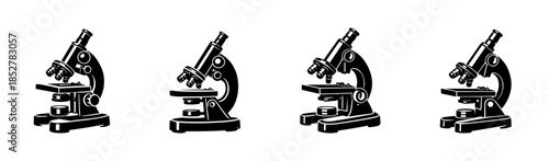 Microscope collection vector illustration, scientific tools, lab equipment, flat vector