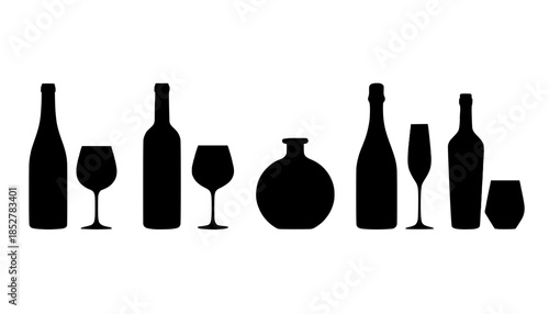 Wine Bottle Glass Silhouette