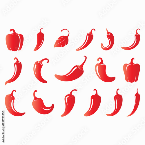 Variety of red chili peppers arranged in grid pattern red chili pepper, chili pepper