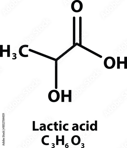 Lactic acid molecular structure. Lactic acid skeletal chemical formula. chemical structure icon template. flat style.