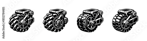 Motorcycle wheels, flat vector illustration, mechanical, tire design