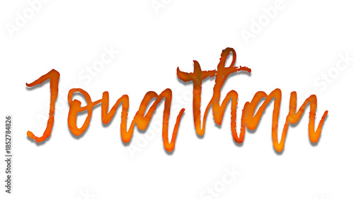 Tablou pe pânză 3D fire text effect of name Jonathan on white background.