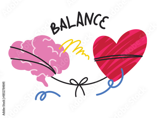 Heart and brain balance, harmony among reason and emotions, love and logic in life