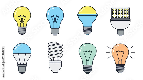 Variety of light bulbs incandescent led compact fluorescent and halogen styles