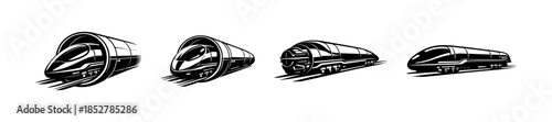 Modern train designs, high speed and futuristic, flat vector illustration