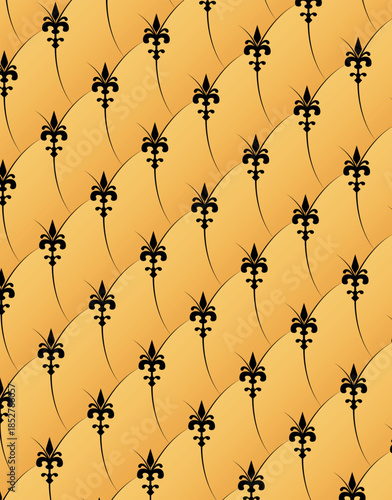 Elegant fleur de lis ornamental pattern on warm golden background