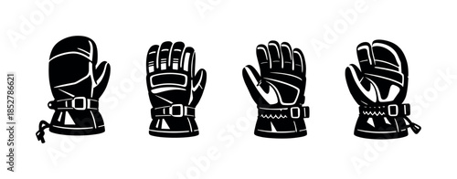 Winter gloves vector illustration, mittens and gear, flat vector style