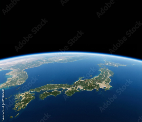 日本列島の衛生写真　空撮　衛星ビュー　　Generative AI	
