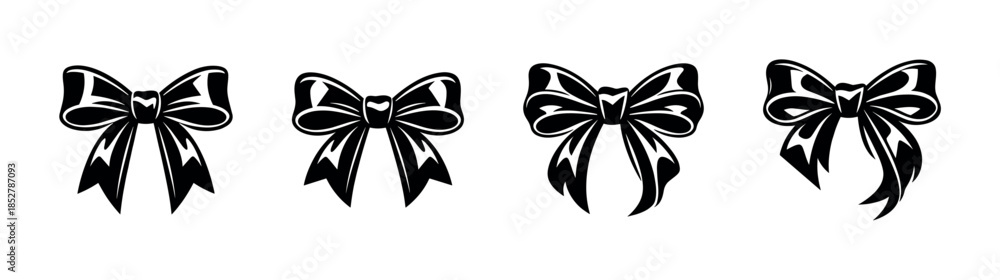 Naklejka premium Bow collection vector illustration, ribbon designs, flat vector style art