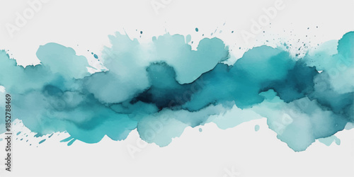 An abstract blue watercolor texture background featuring an artistic ink wash pattern that resembles a vintage sky landscape or a light sea map on grunge paper