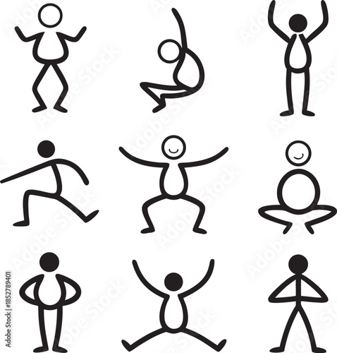 set of silhouettes of fitness