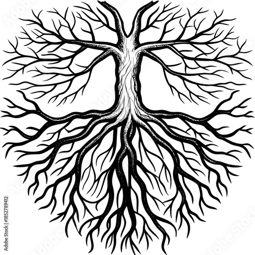 Human Lung Tree Root System Ecology Silhouettes Vector Art