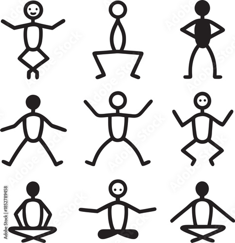 set of silhouettes of fitness