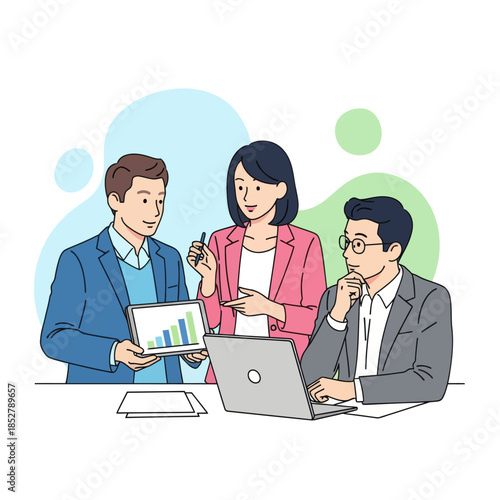 Collaborative Business Meeting with Focused Discussion and Data Sharing in Modern Office Environment