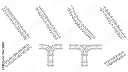 A collection of railway track segments and junctions illustrated in a diagram