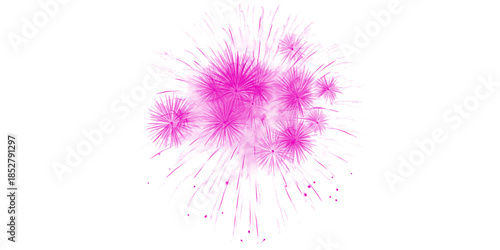 Vibrant pink magenta fireworks explode lighting dark night sky Festive celebration dynamic glowing sparks ideal for
