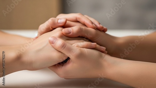 Wallpaper Mural Two hands gently intertwined, symbolizing support, comfort, and connection between people Torontodigital.ca