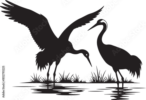 50 Heron Crane Silhouette Bundle