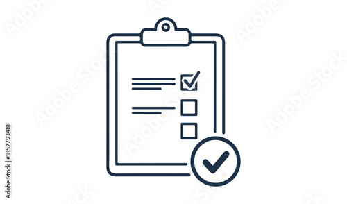 Task management icon featuring a clipboard with checkboxes and a verification checkmark for productivity.