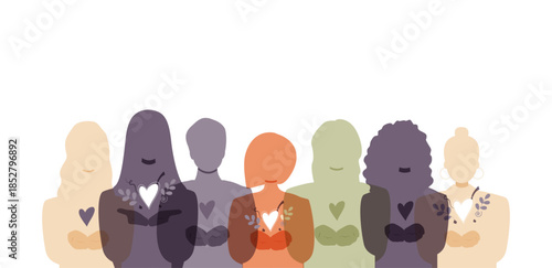 Women standing together. Palms together, extended forward in a gesture of offering. International Women's Day 2026 concept. #GiveToGain