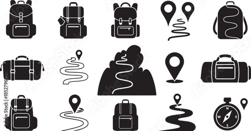 Travel and navigation icons set