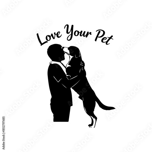 Love your pet silhouette graphic isolated on transparent background