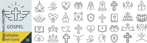 線の編集ができる福音に関するアイコンセット（アウトライン化していない）
