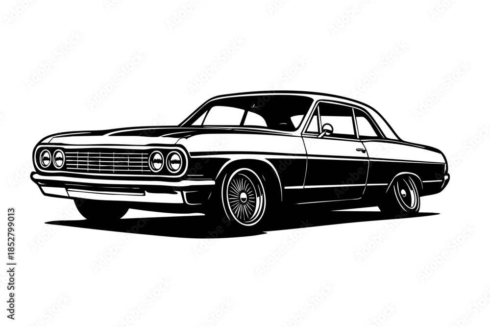 Obraz premium Lowrider cruiser with extreme stance, wheels cambered outward