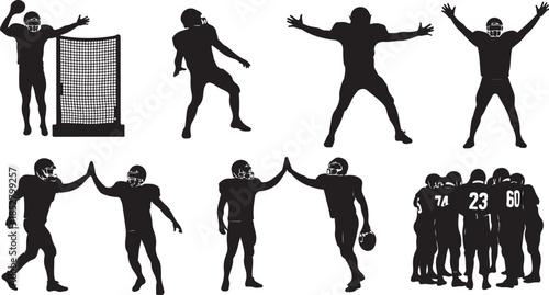 American football player silhouettes collection