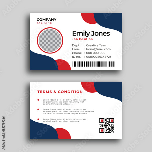 Professional Employee ID Card Template with Front and Back Design