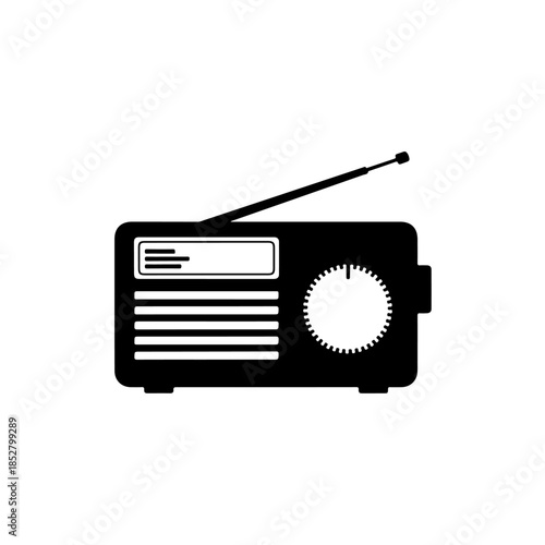 Retro radio icon silhouette isolated on transparent background