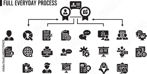 Business process workflow icons for daily tasks