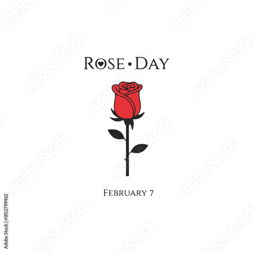 Rose day february 7th red rose illustration isolated on transparent background