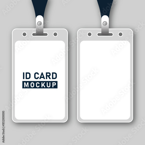Blank ID Card Mockup with Lanyards for Identity Presentation