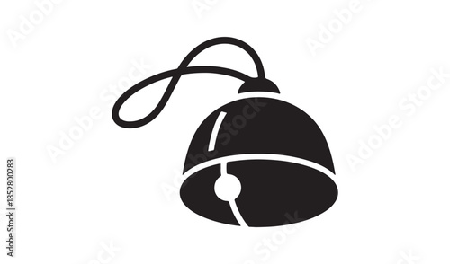 Black Bell Icon Representing Notification Alert or Handbell Sound for Services and Alarms