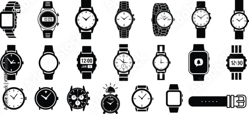 Collection of various watches and timepieces