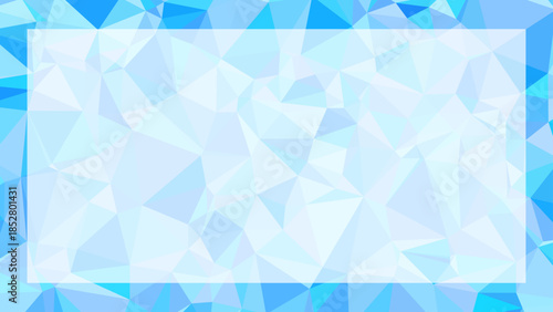 水色の抽象的なポリゴン背景 / 半透明長方形フレーム