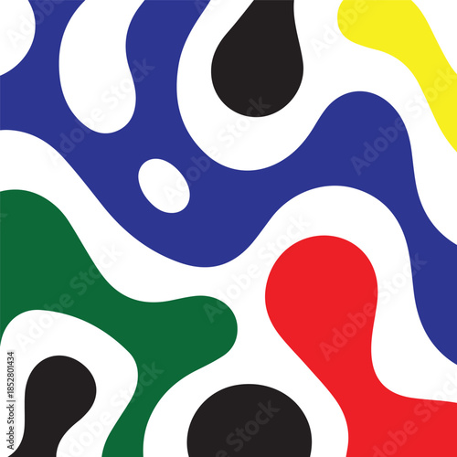 A colorful abstract illustration with bold shapes and vibrant colors