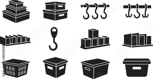 Storage and organization icon set