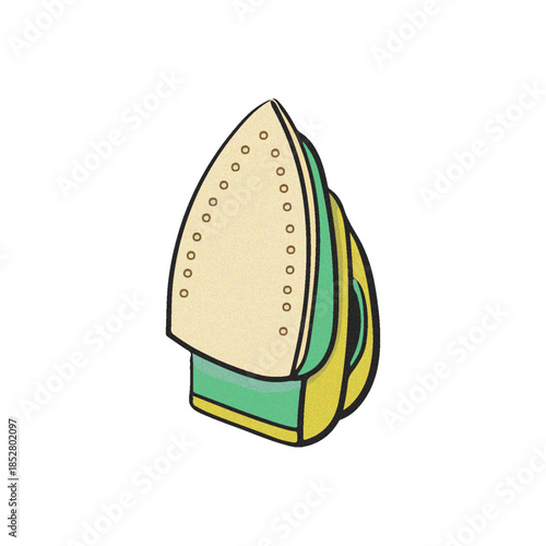 An electric steam iron isolated on white background for domestic laundry housework provides hot heat to press clothing and flat iron household fabrics with professional electrical appliance equipment