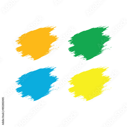 Collection of colorful abstract paint strokes and splatters in vibrant shades for design