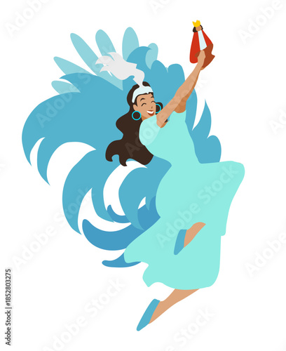 Cebu Philippines Sinulog Festival Queen Dancer Holding Santo Niño figure