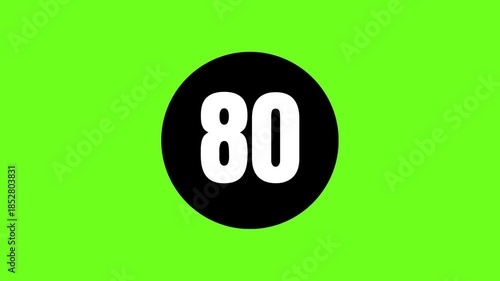 Countdown 90 to 0 Animation, Timer Icon, Count the Number, Counts Digits, Amazing Countdown Time, Green Screen Background, Modern Countdown Video, Unique Countdown