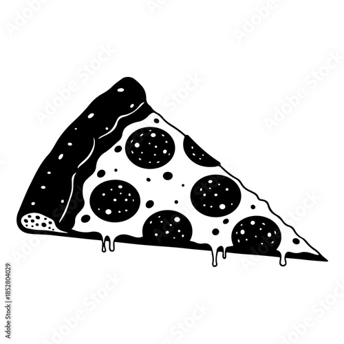 Delicious pizza slice isolated on transparent background