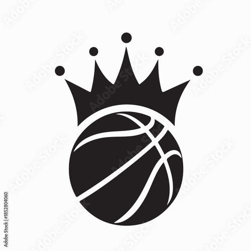 Basketball logo design concept with crown icon pn white background