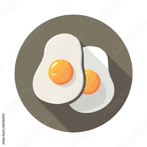 Delicious fried eggs on plate Vector on white background