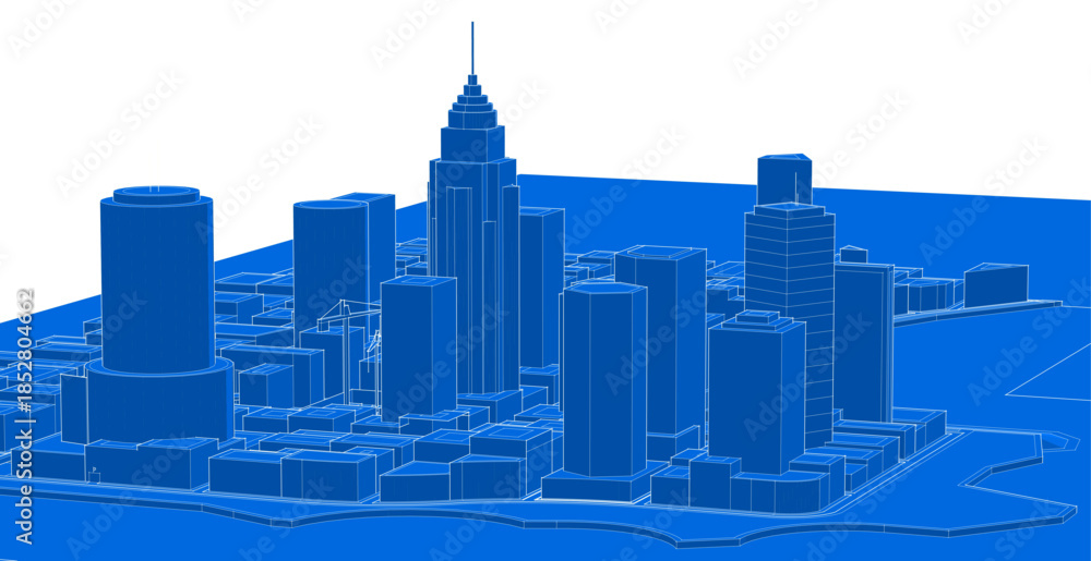 Fototapeta premium modern city panorama 3d illustration 