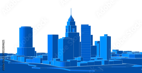 modern city panorama 3d illustration	
